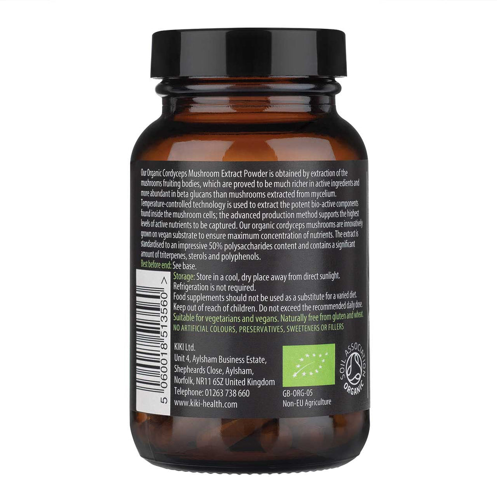 Organic Cordyceps Mushroom Extract back of bottle